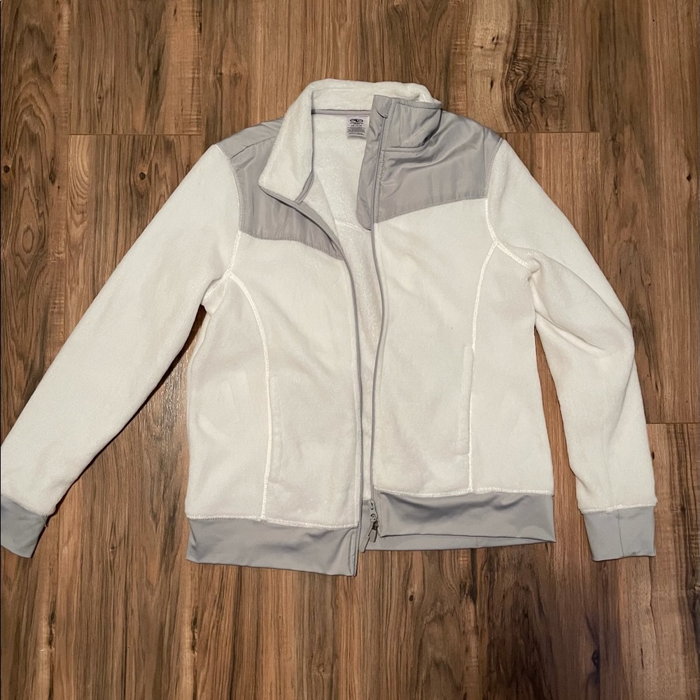 white and grey jacket